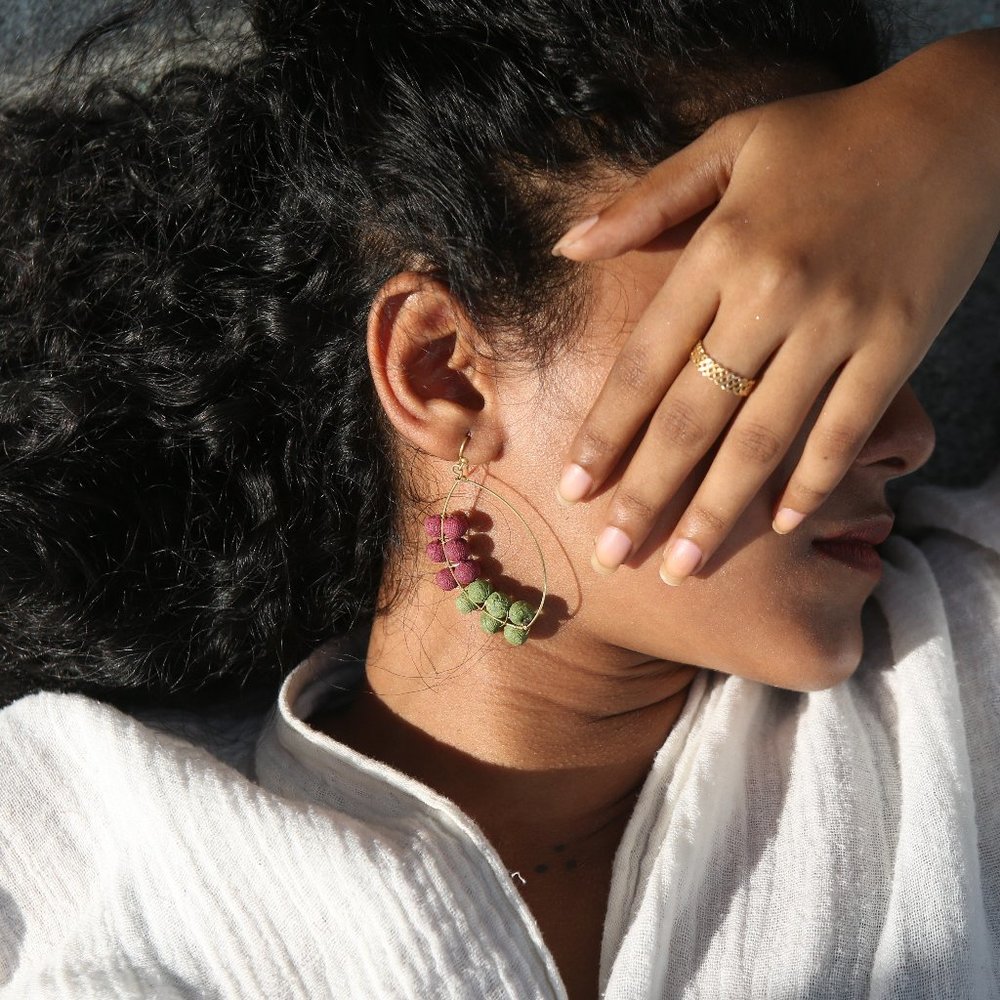 Recycled Fabric Earrings   - Cascade